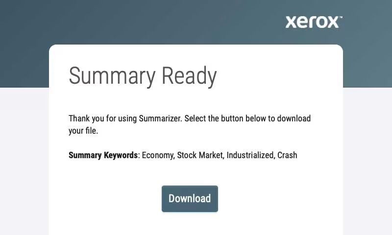 Schermata di download dell'app Xerox® Summarizer